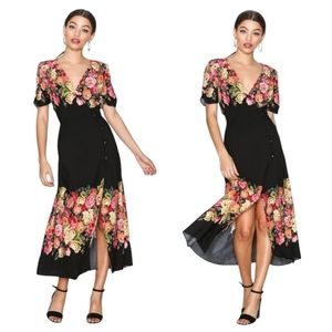 Free People XS Jamie Wrap Floral Midi Dress